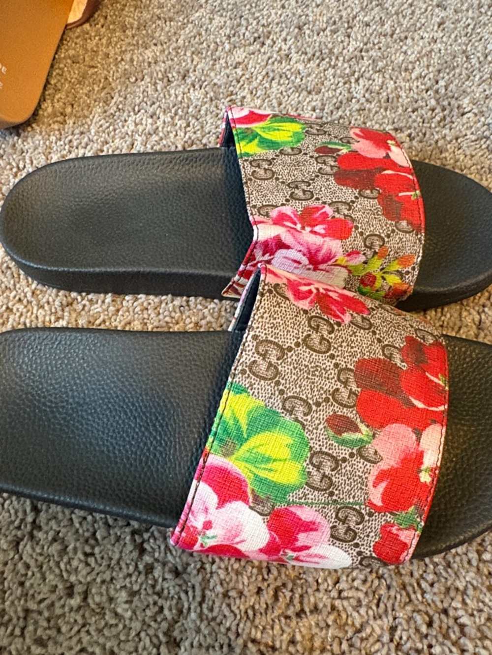 Floral Print Slide Sandals - Black/Floral - Picture 3 of 6